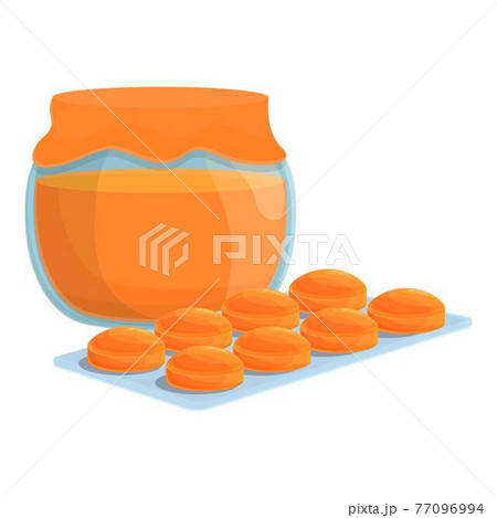 Jam cough drops icon, cartoon style Jam cough drops icon, cartoon style 77096994