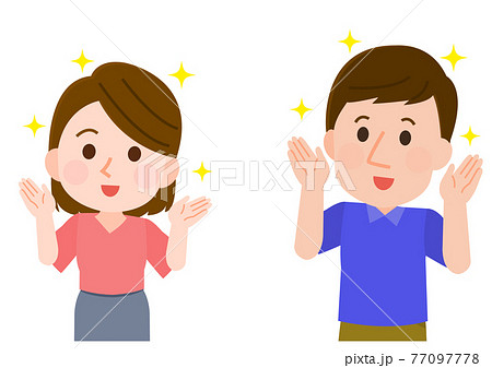 頭のトラブルが改善されて笑顔の男性 女性 イラストのイラスト素材