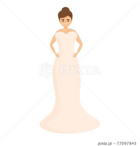 Wedding dress icon, cartoon style 77097843