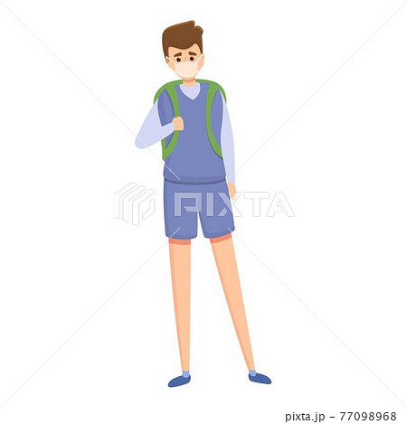 Quarantine school first lesson icon, cartoon style Quarantine school first lesson icon, cartoon style 77098968