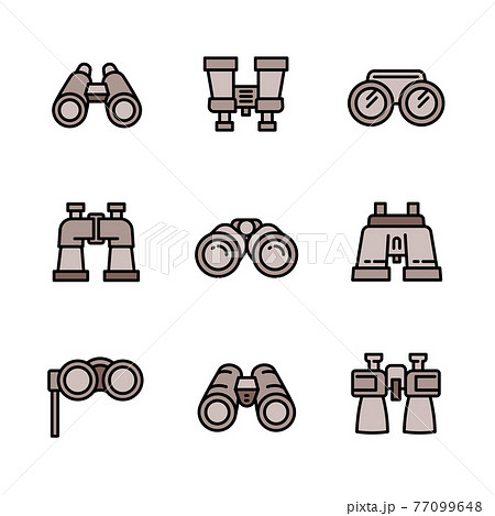 Binoculars icons set, outline style 77099648