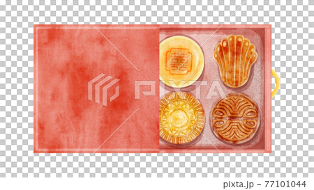 盒裝月餅手繪水彩插圖 77101044