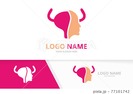 Vector bladder and face logo combination. Urinary tract logotype design template. 77101742