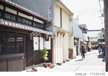 奈良の観光地 ならまち の情景の写真素材