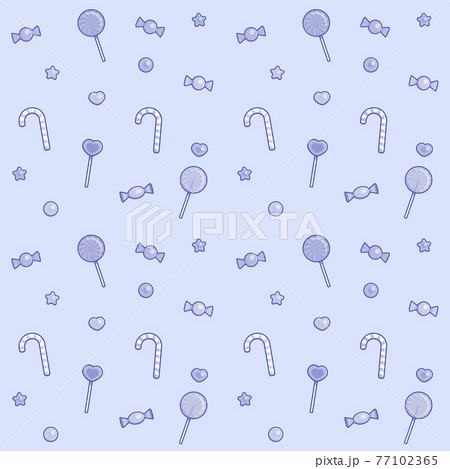 パステル紫のキャンディ シームレスパターン 青紫背景 のイラスト素材