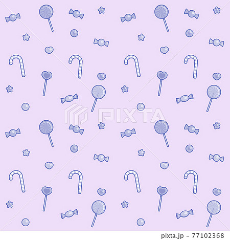 パステル紫のキャンディ シームレスパターン 紫背景 のイラスト素材
