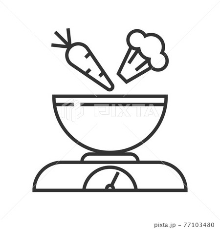 Kitchen scales pixel perfect icon vector. Kitchen small appliances line sign. Household tools symbol for app, web. 77103480