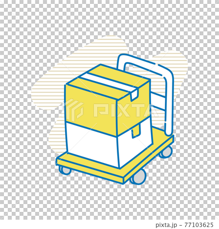 台車に段ボールが積まれているイメージイラスト 77103625