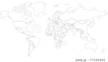 Simplified smooth border World map 77104402