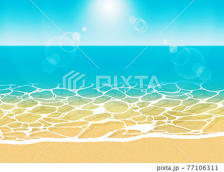 シンプルで美しい浜辺のイラスト 透明で透き通った海 のイラスト素材