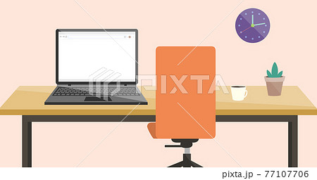 パソコンのある部屋のイラスト オレンジ のイラスト素材