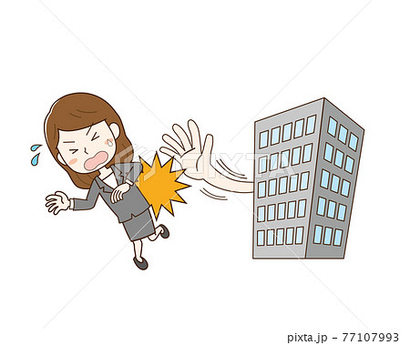 会社から放り出される女性 77107993