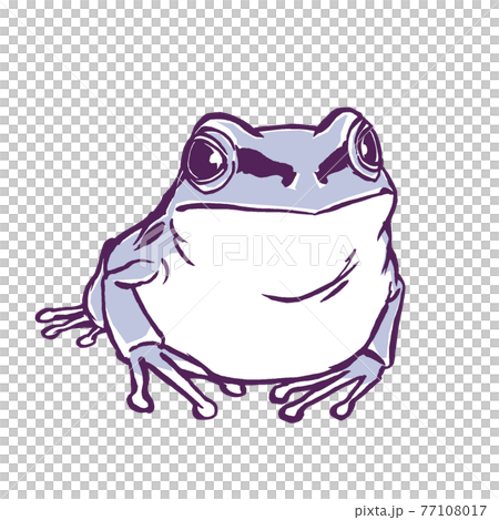 ニホンアマガエル単体 筆描き 2色塗りのイラスト素材