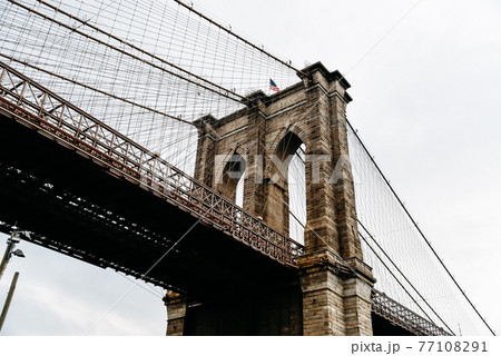 Iconic View of Brooklyn Bridge in New York City 77108291
