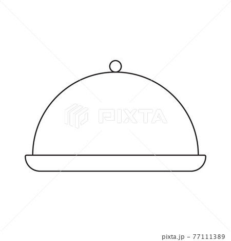 Simple tray with lid for serving food icon in trendy line style isolated on white background for web apps and mobile concept. Vector Illustration 77111389