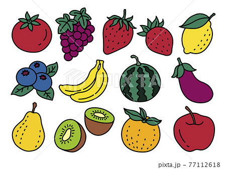 フルーツ 野菜のイラスト カラーのイラスト素材