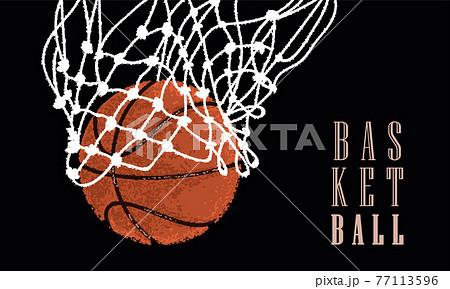 Basketball ball entering a net. Sport poster 77113596