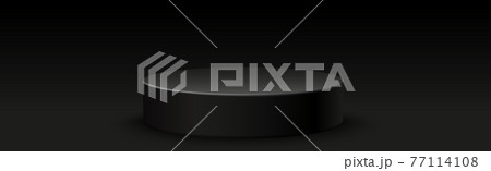 Realistic black studio, dark podium with glow - Vector 77114108