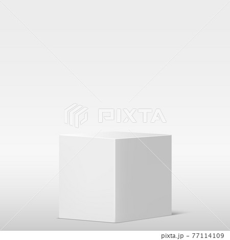 Realistic gray - white studio, white cubes podium - Vector Realistic gray - white studio, white cubes podium - Vector 77114109