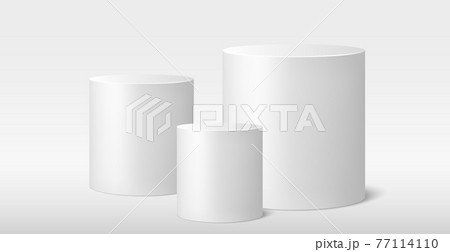 Realistic gray - white studio, white top hat podium - Vector Realistic gray - white studio, white top hat podium - Vector 77114110