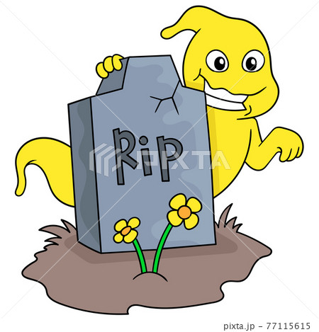 a yellow ghost in the grave, doodle icon image kawaii a yellow ghost in the grave, doodle icon image kawaii 77115615