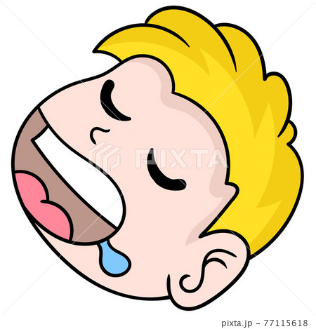 the head of the sleeping man closed his eyes and drooled, doodle icon drawing the head of the sleeping man closed his eyes and drooled, doodle icon drawing 77115618