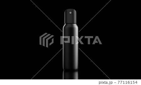 Black Blank Spray Bottle on Black Background. 3D rendering illustration 77116154