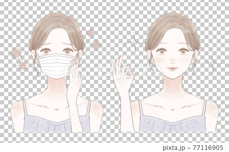 女性感冒和流感之前和之後 77116905