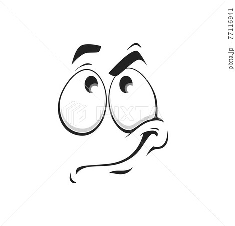 Cartoon face vector icon, funny thinking emoji Cartoon face vector icon, funny thinking emoji 77116941