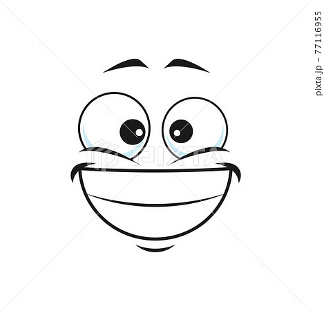 Cartoon face vector icon, wide smile facial emoji Cartoon face vector icon, wide smile facial emoji 77116955