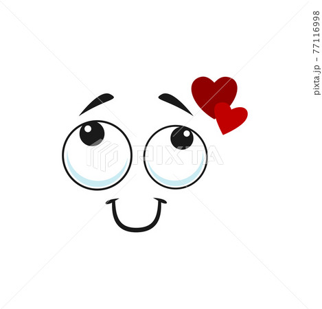 Cartoon dreaming face with red hearts over head 77116998