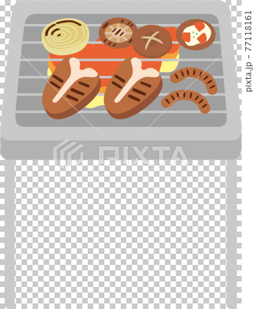 Meat and vegetables roasted on the BBQ stove Meat and vegetables roasted on the BBQ stove 77118161