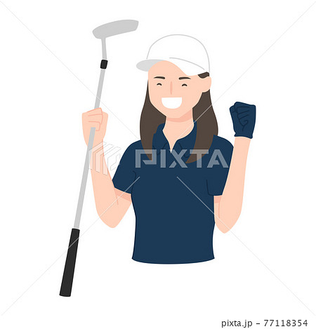 スポーツのゴルフのイラスト パターを持って喜んでいる若い女性 のイラスト素材 スポーツのゴルフのイラスト パターを持って喜んでいる若い女性 のイラスト素材
