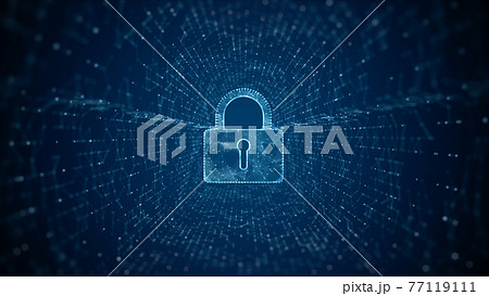 Padlock of Cyber Security Digital Data, Digital Data Network Protection, Global Network Connection, Big Data Analysis Future Background Concept. 3d rendering 77119111