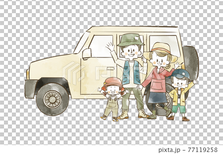 Outdoor wear family and car 77119258