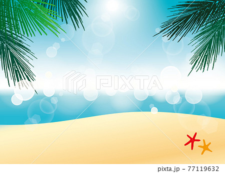美しい浜辺のイラスト 透明で透き通った海と砂浜 のイラスト素材