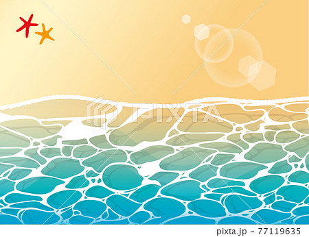 美しい浜辺のイラスト 透明で透き通った海と砂浜 のイラスト素材