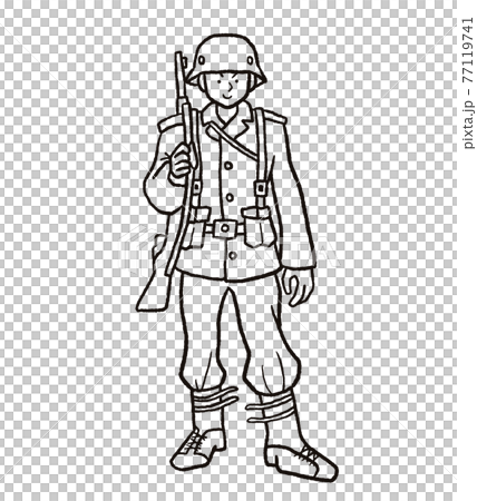 サバイバルゲームの装備の線画イラストのイラスト素材