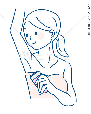 セルフ脱毛器で脇の処理をする女性イラスト セルフ脱毛器で脇の処理をする女性イラスト 77121327