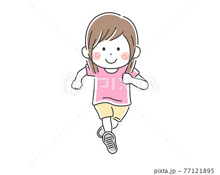 走る女の子のイラストのイラスト素材