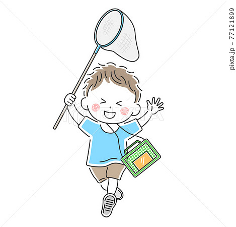 昆虫採集をする男の子のイラスト 77121899