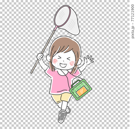 昆虫採集をする女の子のイラスト 77121900