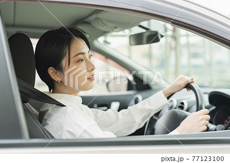 車の外を眺める女性 77123100