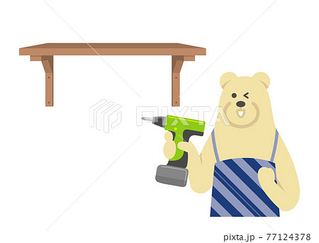 DIYをする白クマ主夫のイラストイメージ 77124378