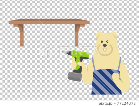 DIYをする白クマ主夫のイラストイメージ 77124378