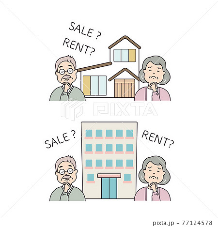 住んでいる家を売るか貸すか悩むシニア 77124578