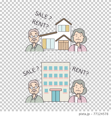 住んでいる家を売るか貸すか悩むシニア 77124578