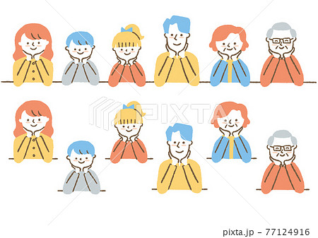 肘をついている6人家族02 77124916