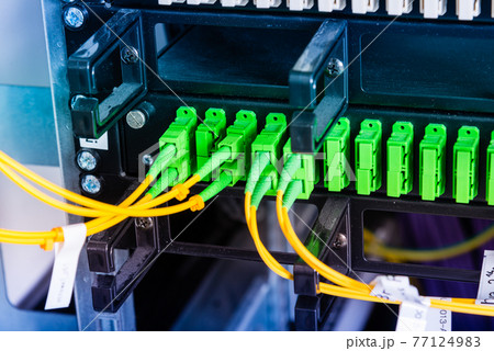 Fiber Optic cables connected to an optic ports Fiber Optic cables connected to an optic ports 77124983