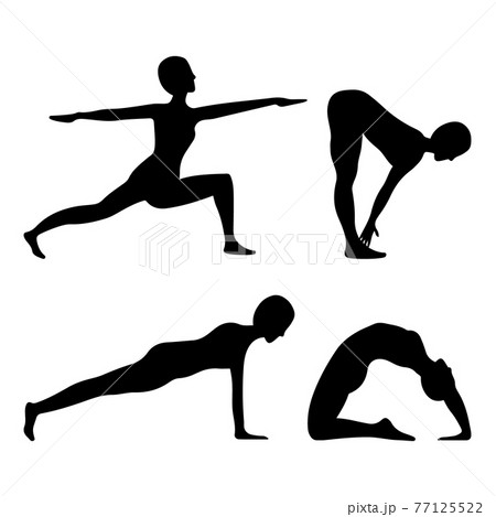 美容 透過 シルエット 女性 ヨガ ピラティス エクササイズ ヘルス アンチエイジング デトックスのイラスト素材